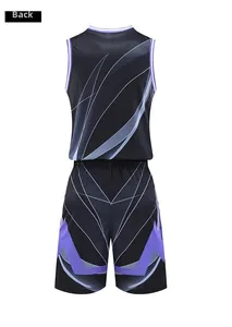 Vue arrière de l'ensemble de basket séchage rapide aux motifs violets géométriques