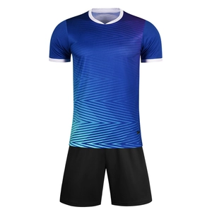 Blue and purple gradient quick-dry football training jersey set with black shorts