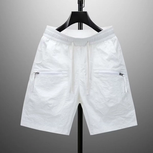 Herren Sommer Schnell Trocknende Cargo Shorts Elastischer Bund Kordelzug Große Reißverschlusstasche Outdoor Sport Lässig Locker Gerade Hose