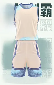 Close-up of breathable mesh fabric and blue ink print on men's sports vest set