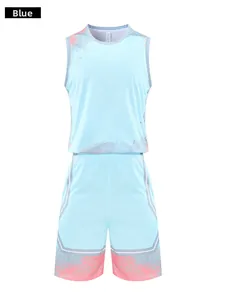 Detail of blue breathable mesh sports set with pink splash art and V-shaped lines