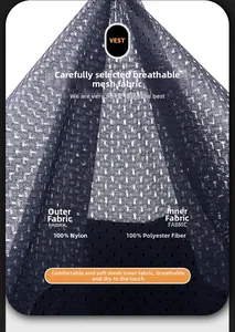 Detail of breathable mesh fabric texture and nylon material for casual multi-pocket vest