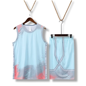 Men's light blue basketball jersey and shorts set with artistic graphic print