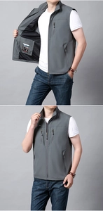 Detail of men's quick-dry vest showing breathable mesh lining and interior pocket
