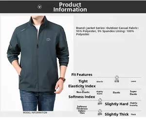 Détails de la veste business vert foncé avec col montant zippé et poignets élastiques