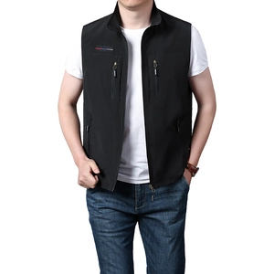 Men's black quick-dry vest with FREEDOM logo and zipper pockets for fishing and sports