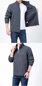 Détails de la veste coupe-vent grise avec doublure en mesh respirant et poignets élastiques