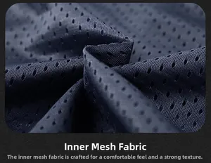 Detail of breathable inner mesh fabric with circular vent holes for men's vest