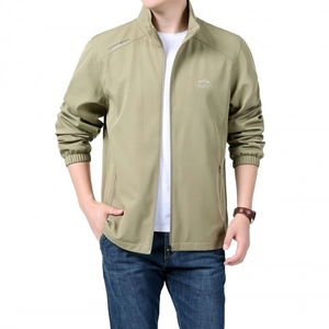 Veste Légère Décontractée de Plein Air pour Hommes Coupe-vent Col Montant Fermeture Éclair Manteau Sport Mode pour Printemps Automne