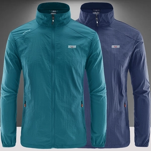 Men Casual Lightweight Sun Protection Jacket Stand Collar Breathable UV Protection Outdoor Fishing Windbreaker Sport Top