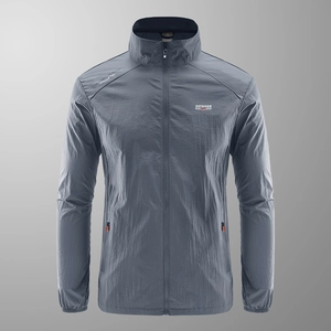 Men's lightweight breathable outdoor jacket with standing collar and UV protection