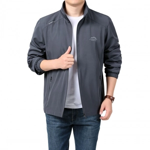 Veste décontractée gris foncé pour hommes avec col à revers et imprimé outdoor chic