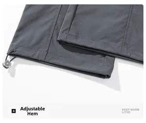 Close-up of adjustable drawstring hem on lightweight ice silk quick-dry outdoor trousers