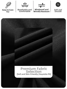 Detail of black windproof jacket fabric featuring breathable and wrinkle-resistant texture