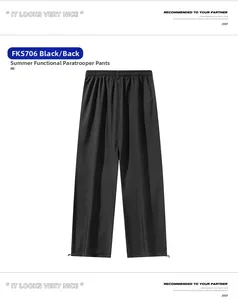 Detail of men's quick-dry black tactical joggers with elastic waist and adjustable drawstring hem