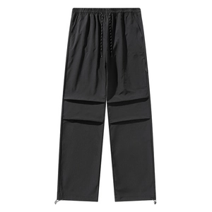 Men's Urban Outdoor Cargo Pants Loose Straight Quick Dry Breathable Parachute Pants With Adjustable Hem Drawstring Waist