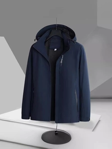 Veste à capuche bleu foncé pour homme, coupe-vent imperméable avec doublure filet