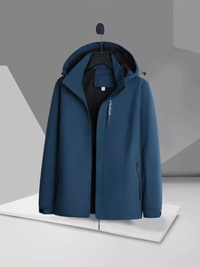 Coupe-vent à capuche bleu marine pour hommes et femmes avec poche zippée poitrine