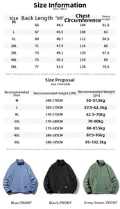 Detailed size guide for men's solid color casual jackets with weight and height chart