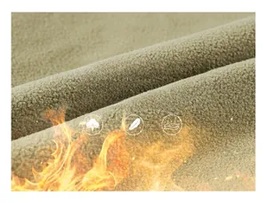 Macro view of warm polar fleece lining and thick thermal fabric for men's vest
