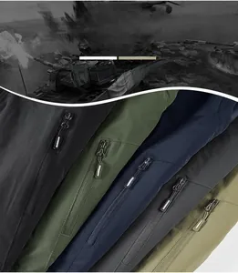 Detailed view of the tactical fleece vest zipper pockets in five colors and textured fabric