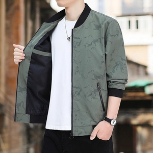 Men's Casual Bomber Jacket Breathable Polyester Marble Print Zip Up Outerwear Spring Autumn Loose Fit Fashion Coat For Men