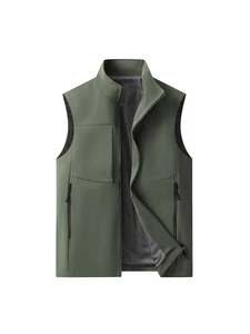 Herren Casual Multi-Taschen Weste Outdoor Angeln Weste Stehkragen Reißverschluss Ärmellose Jacke Atmungsaktives Netzfutter Top