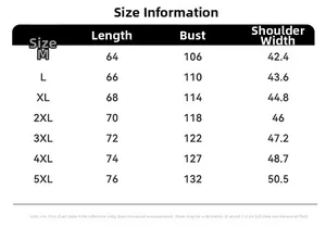 Tabella taglie dettagliata per gilet outdoor con misure in cm dalla taglia M alla 5XL