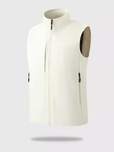 Gilet sportivo da uomo con colletto dritto e tasche con cerniera, asciugatura rapida
