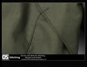 Macro view of army green quick-dry fabric showing fine stitching and durable twill texture