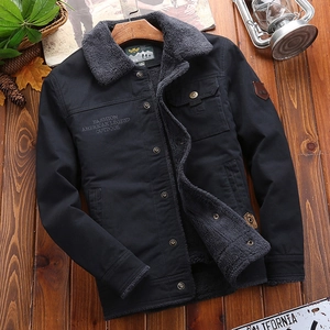 Men's winter jacket with warm fleece lining and turn-down collar in outdoor casual style