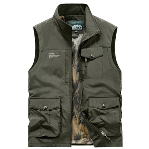 Gilet Tactique Multi-Poches pour Hommes Décontracté en Nylon à Séchage Rapide avec Col Montant pour Voyage Pêche