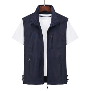 Men's Outdoor Cargo Vest Lightweight Quick Dry Multi Pocket Stand Collar Jacket For Fishing Photography Travel Casual Vest
