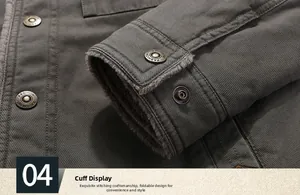 Detailed view of winter jacket cuff with grey fleece lining and fashion metal snap button
