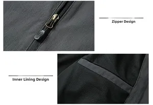 Details der dunkelgrauen Jacke mit schwarzem Antirutsch-Reißverschluss und Netzfutter