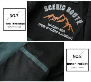 Detail of breathable mesh lining with scenic route print and functional inner pocket