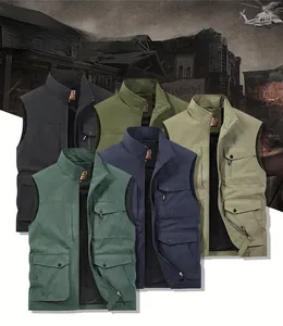 Detailed color selection for multi-pocket tactical vests with zipper and mesh lining