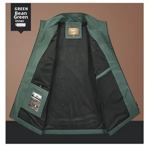 Detail of outdoor utility vest showing breathable mesh lining and inner pocket