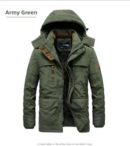 Detail view of military green winter parka with plush fleece lining and ROUGH STOCK embroidery
