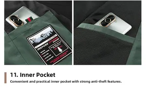 Detailed view of deep interior security pocket with mesh lining and outdoor themed patch