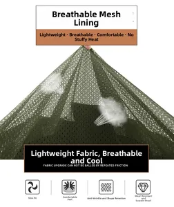 Detailed view of army green breathable mesh fabric showing air permeability and texture