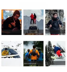 Detailed views of waterproof jacket performance across hiking and skiing outdoor scenarios