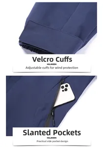 Detail of adjustable velcro cuffs and side zipper pocket on a waterproof outdoor jacket