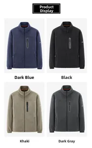 Veste polaire pour homme en bleu, noir, kaki et gris avec fermeture éclair et col montant