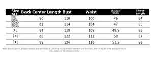 Detailed sizing guide chart for men's winter warm windproof padded cotton coat and jacket