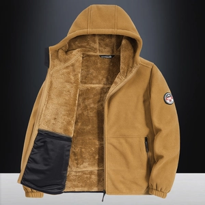 Herren Verdickte Polarfleece Kapuzenjacke Winter Warm Stehkragen Reißverschluss Lässig Winddicht Outdoor Oberbekleidung Kleidung