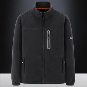 Veste polaire noire pour homme avec col montant et poche zippée pour l'extérieur