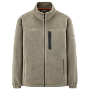 Veste en polaire kaki pour homme avec col montant et poches zippées pour la randonnée