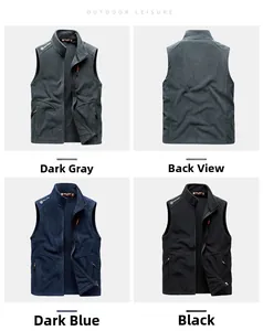Gilets en polaire pour extérieur en gris, marine et noir, vues avant et arrière