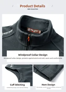 Détail du gilet polaire gris foncé avec col montant coupe-vent et fermeture éclair robuste